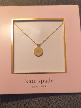 Kate Spade spade gold disc initial A pendant necklace